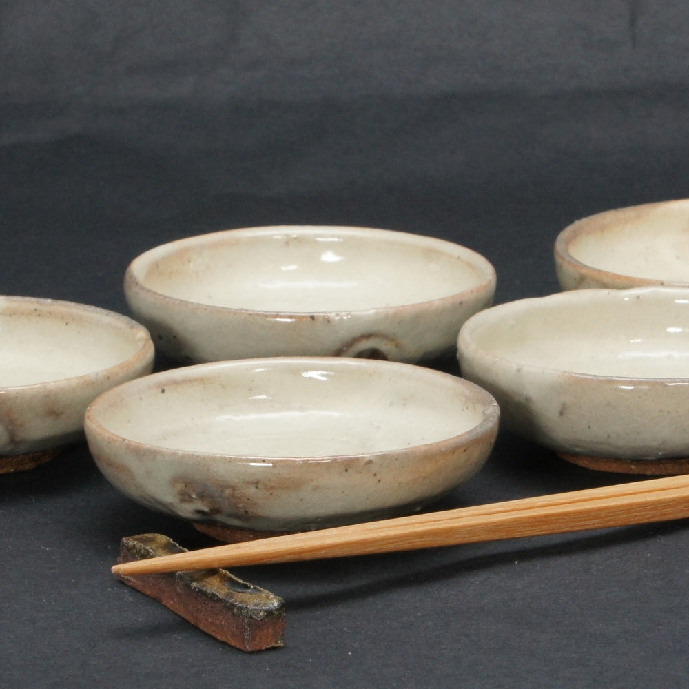 粉引き小皿(五客) H1190 浜本洋好作